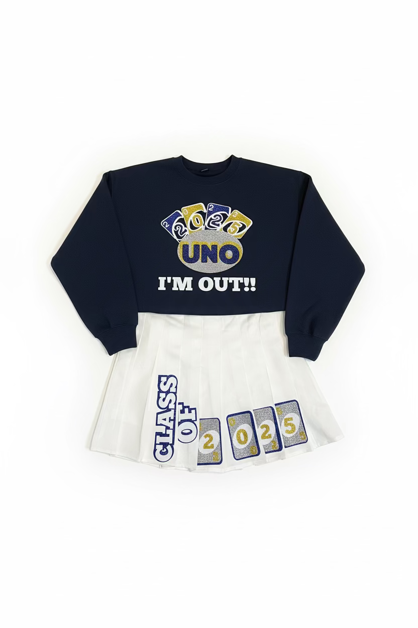 Sweatshirt and Pleated skirt custom set