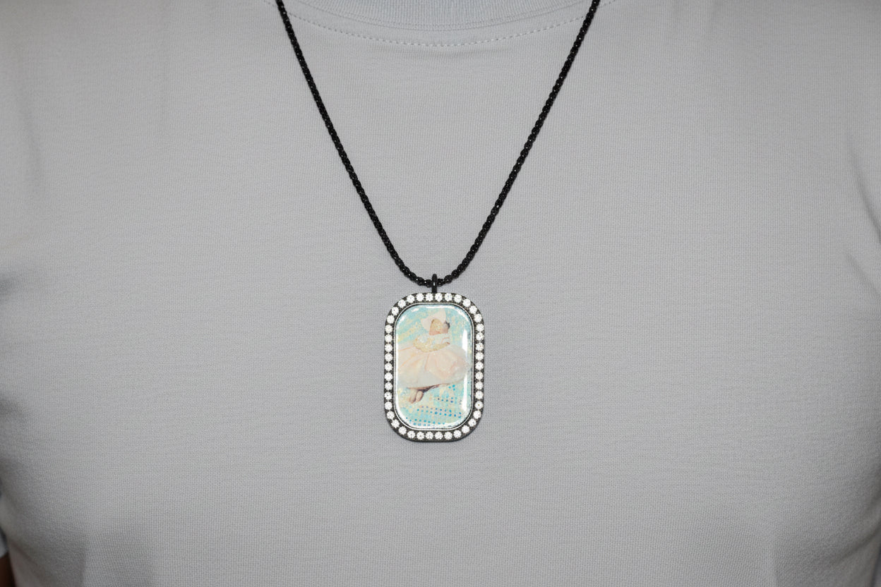 Rhinestone Dog Tag Necklace