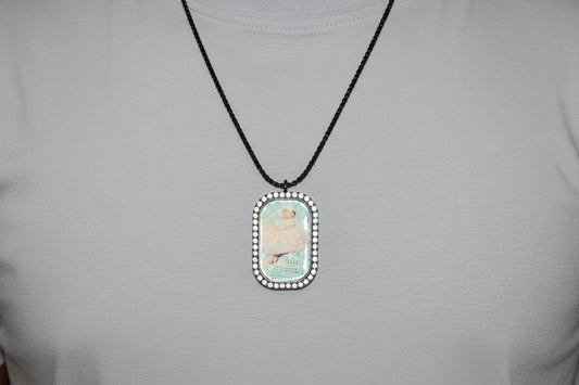 Rhinestone Dog Tag Necklace