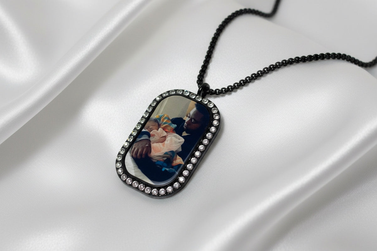 Rhinestone Dog Tag Necklace