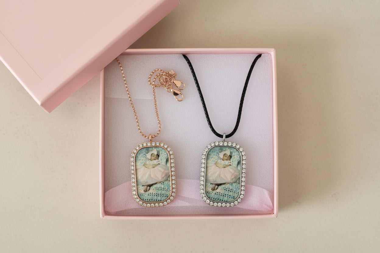 Rhinestone Dog Tag Necklace