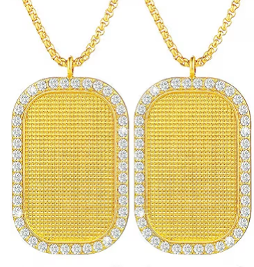 Rhinestone Dog Tag Necklace